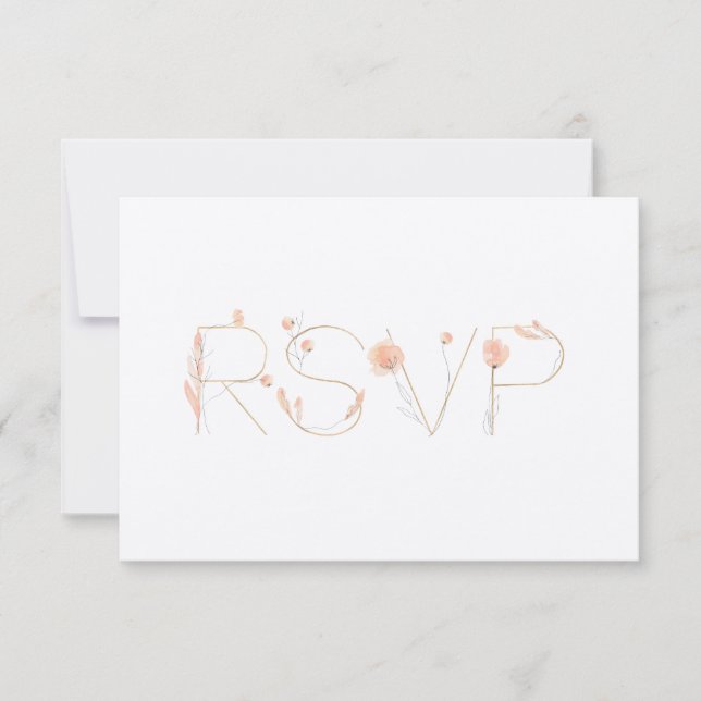 Blush & Blooms Gold Watercolor Abstract Floral RSVP Card (Front)