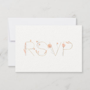 Blush & Blooms Gold Watercolor Abstract Floral RSVP Card