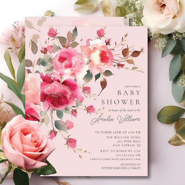 Blush Blossom Baby Shower Invitation (Creator Uploaded)