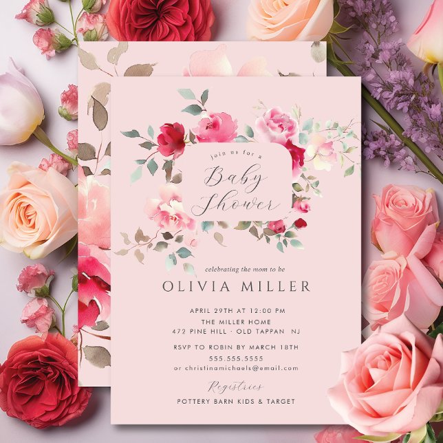 Blush Blossom Baby Shower Invitation (Creator Uploaded)