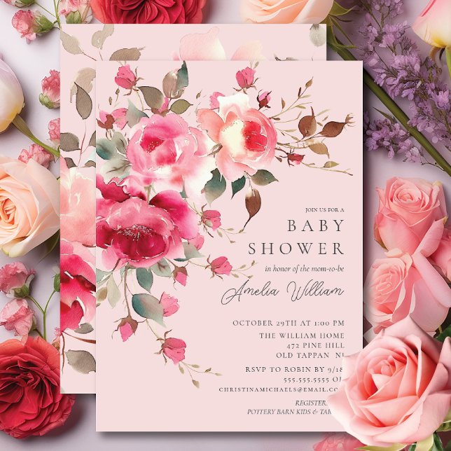 Blush Blossom Baby Shower Invitation (Creator Uploaded)