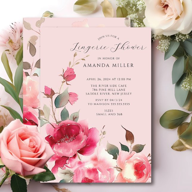 Blush Blossom Bridal Lingerie Shower Invitation (Creator Uploaded)