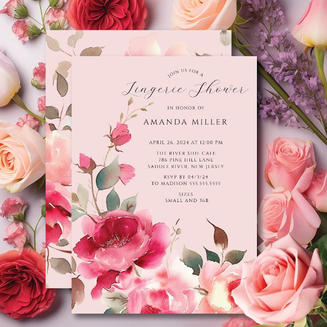 Blush Blossom Bridal Lingerie Shower Invitation (Creator Uploaded)