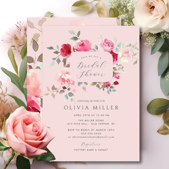Blush Blossom Bridal Shower Invitation (Creator Uploaded)