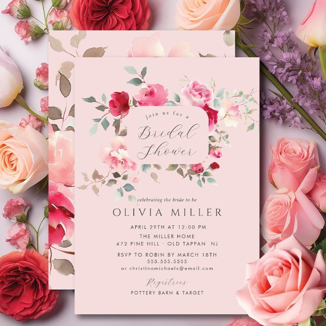 Blush Blossom Bridal Shower Invitation (Creator Uploaded)
