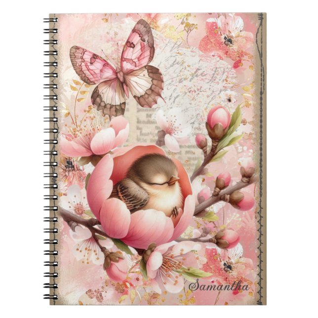 Blush Blossom Dreams Personalised Notebook (Front)