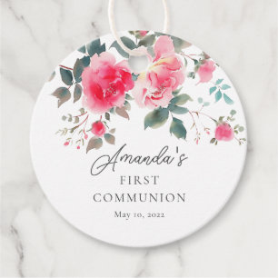 Blush Blossom First Holy Communion Favour Tags