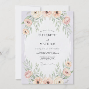 Blush Blossom Foliage Wedding Invitation