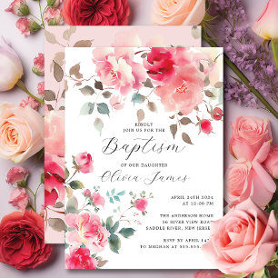 Blush Blossoms Baptism Invitation