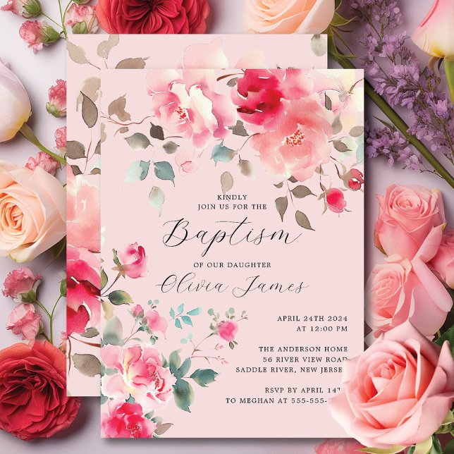 Blush Blossoms Baptism Invitation (Creator Uploaded)