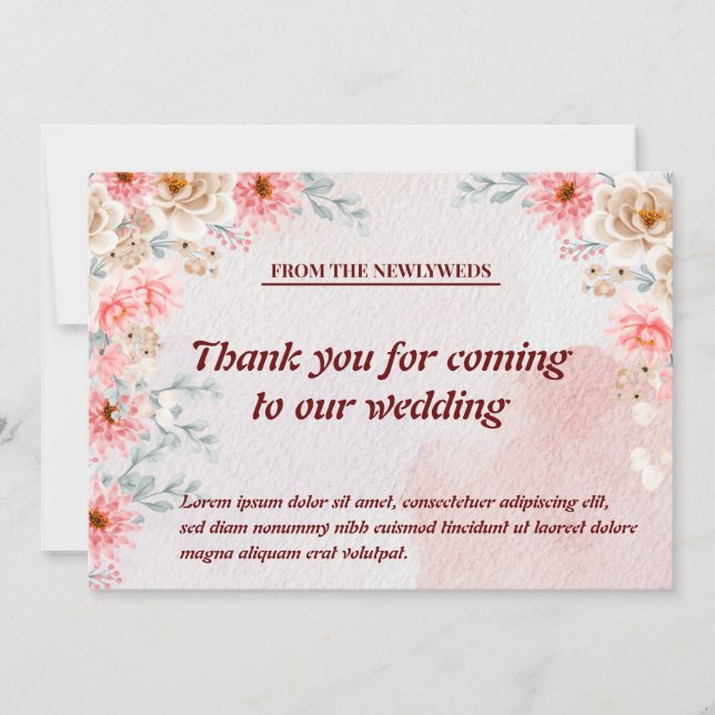 Blush Blossoms & Gratitude: Chic Pink Floral Thank You Card (Front)