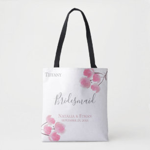 Blush Blossoms Personalised Bridesmaid Tote Bag