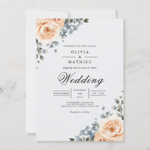 Blush & Blue Botanical Arch Wedding Invitation