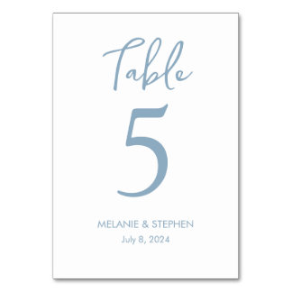 Blush + Blue Colour Block Wedding Table Numbers