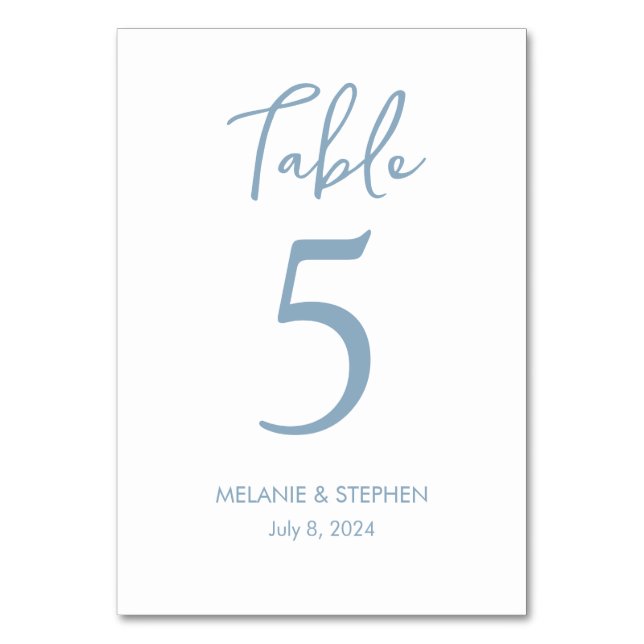 Blush + Blue Colour Block Wedding Table Numbers (Front)