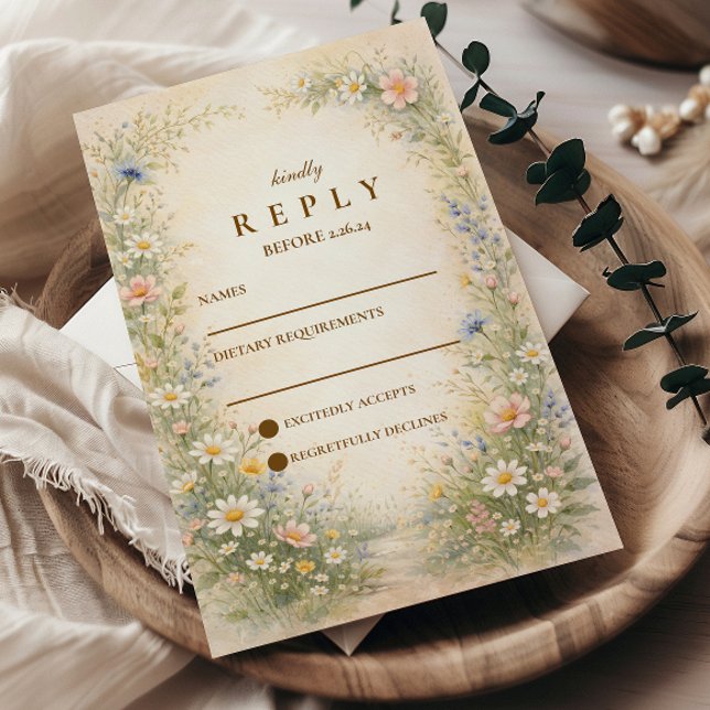 Blush Blue Countryside Wedding RSVP Card (Creator Uploaded)