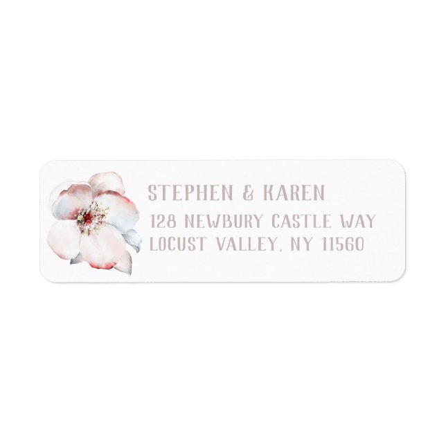Blush & Blue Elegant Flower Return Address (Front)