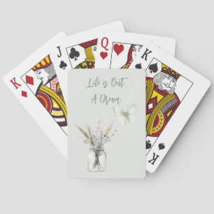 Blush Blue Flowers Jar Butterfly  Playing Cards