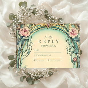 Blush Blue Garden wedding RSVP Card