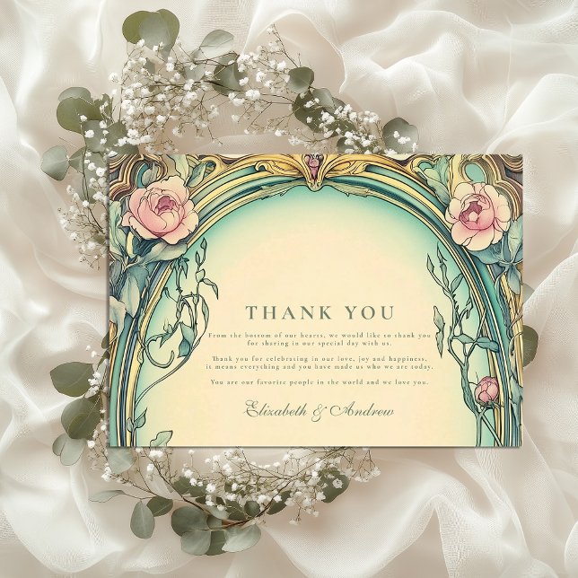 Blush Blue Garden wedding Thank You Card (Creator Uploaded)