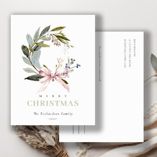 Blush Blue Green Winter Christmas Wreath Holiday