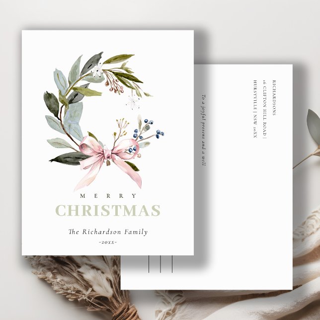 Blush Blue Green Winter Christmas Wreath Holiday (Creator Uploaded)