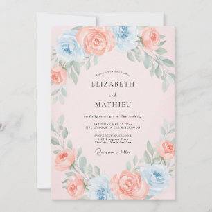 Blush Blue Romantic Spring Wedding Invitation