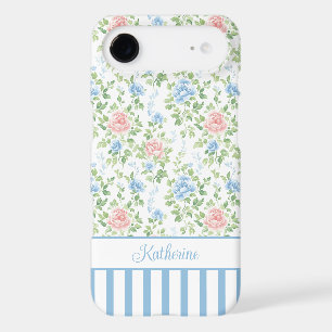 Blush Blue Watercolor Floral Monogrammed 