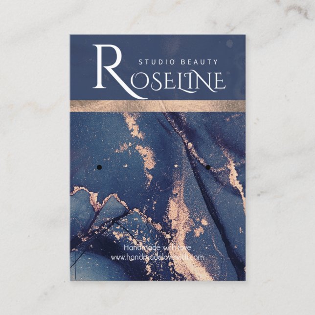 Blush Blue watercolor rose gold jewlery display Business Card (Front)