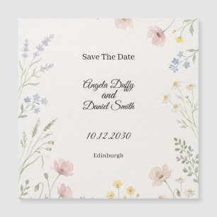 Blush Blue Wildflower Save The Date Magnet