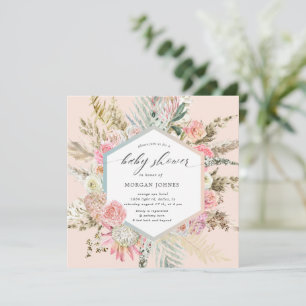 Blush Bohemian Floral Baby Shower invitation