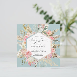 Blush Bohemian Floral Baby Shower invitation