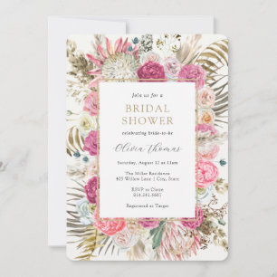 Blush Bohemian Floral Bridal Shower Invitation