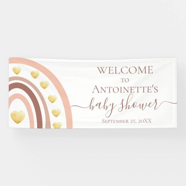 Blush Bohemian Rainbow Baby Shower Banner (Horizontal)