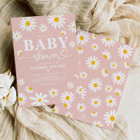 Blush Boho Daisy Flowers Girl Baby Shower