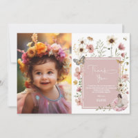 Blush Boho Fairy Wildflower Girl Birthday Photo