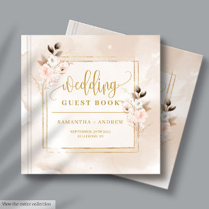 Blush Boho Fall Floral Wedding Guest Book Sign-In