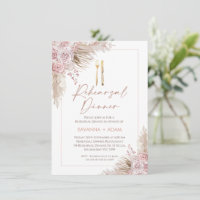 Blush Boho Floral Pampas Cutlery Rehearsal Dinner