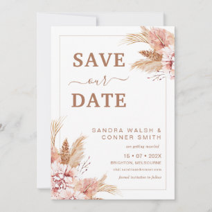 Blush Boho Floral Save The Date Card