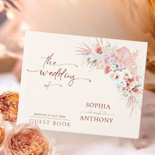  Blush Boho Floral Wedding Guest Book 