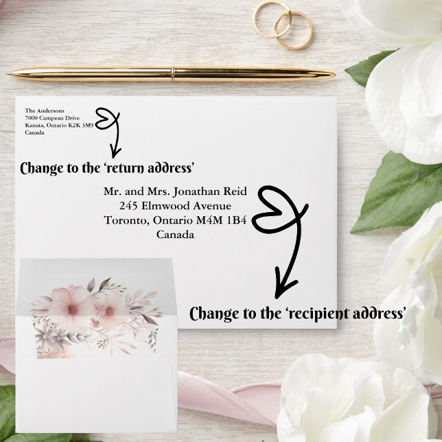 Blush Boho Floral Wedding Pampas Grass Envelope (Set the tone for your romantic celebration with our elegant boho blush & beige wedding suite)