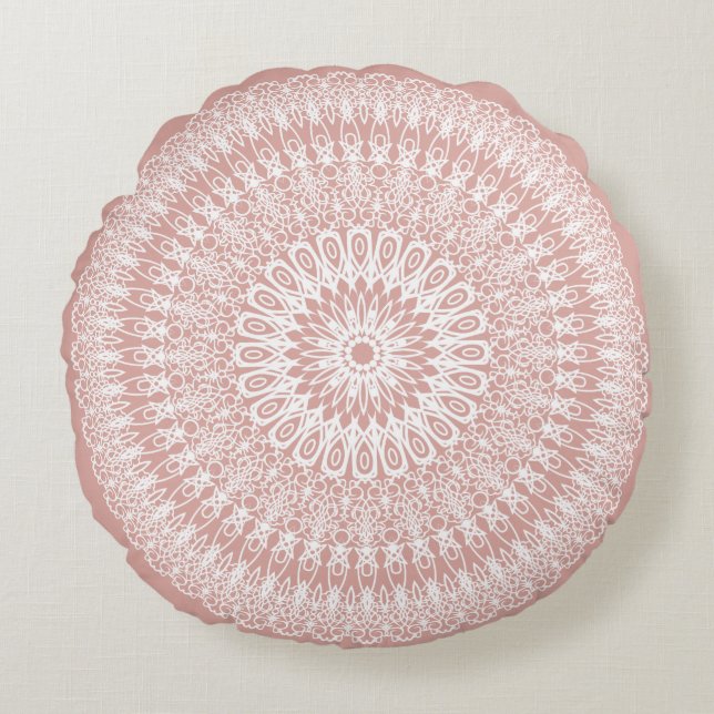 Blush Boho Mandala Round Cushion (Front)
