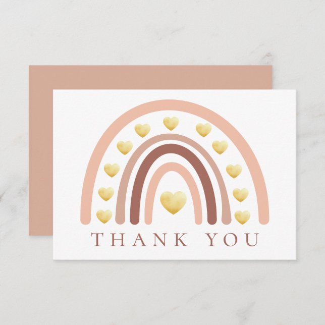 Blush Boho Rainbow Baby Shower Thank You Card (Front/Back)