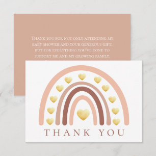 Blush Boho Rainbow Baby Shower Thank You Card