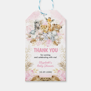 Blush Boho Safari Animals Baby Shower Thank You Gift Tags