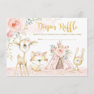 Blush Boho Tribal Woodland Animals Diaper Raffle Enclosure Card