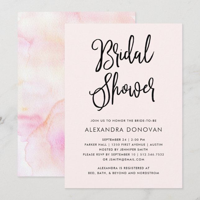 Blush Boho Watercolor | Bridal Shower Invitation (Front/Back)