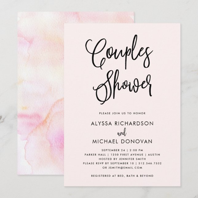 Blush Boho Watercolor | Couples Shower Invitation (Front/Back)