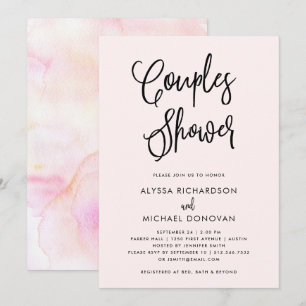 Blush Boho Watercolor Couples Shower Invitation