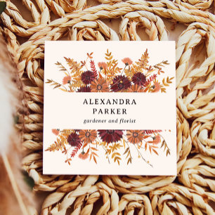 Blush Boho Wildflowers Square Business Card